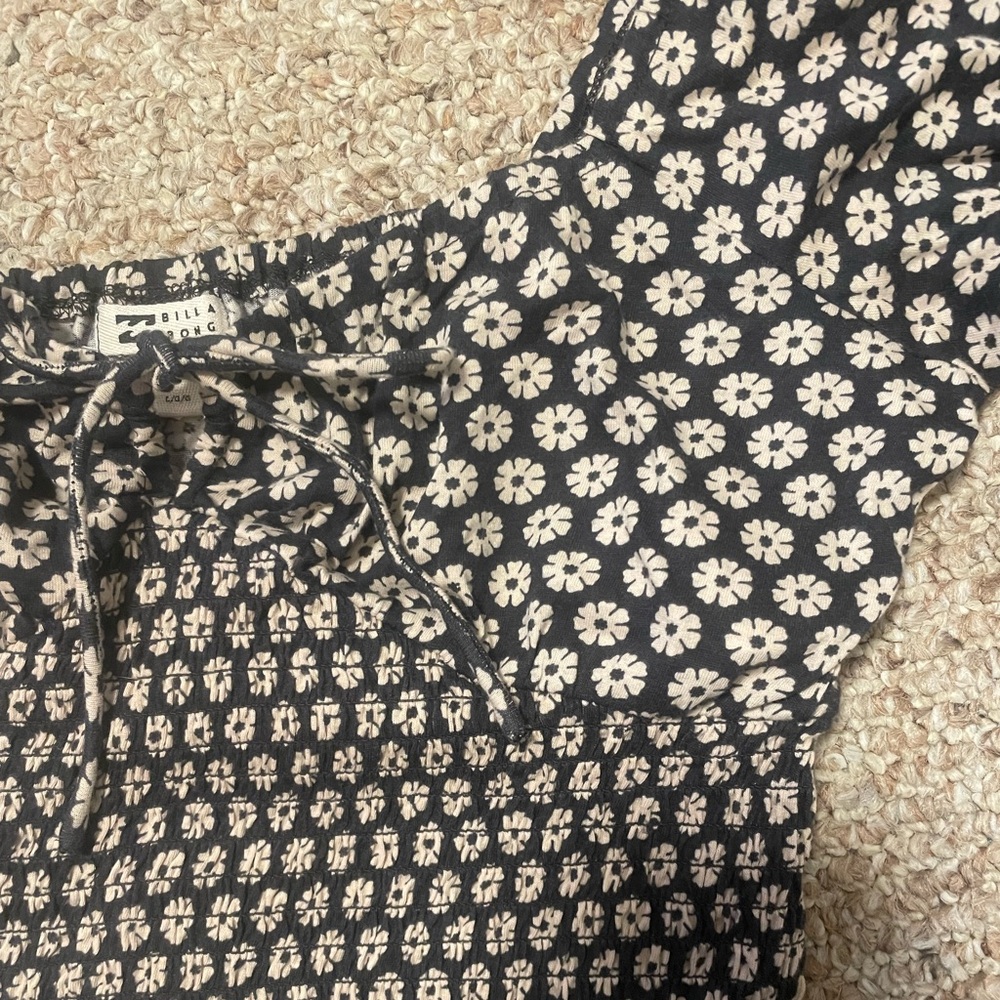 Billabong Top L Smoked Stretch Milkmaid Off Shoulder Short Puff Sleeve Cropped - Picture 4 of 6